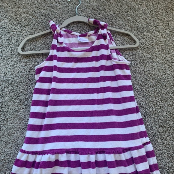 Hanna Andersson Purple White Striped Terry Cloth Beach Coverup Size 12 - Picture 3 of 5